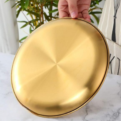 Golden Stainless Steel Round Plate