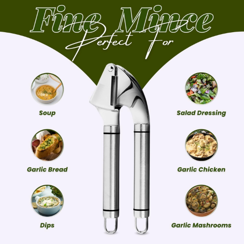 Stainless Steel Garlic Press – Heavy-Duty Garlic Crusher for Easy Cooking