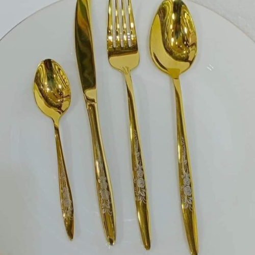 24 Piece Luxury Gold Cutlery Set – Stainless Steel Flatware for 6 People