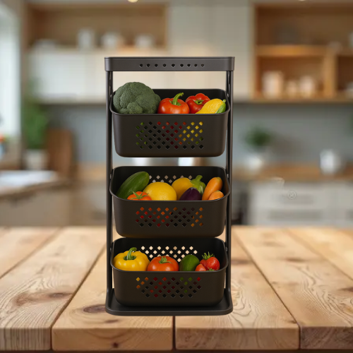 Floor Multi-Layer Storage Rack Kitchen Vegetable Fruit Basket Home Shelf For Clothes Toys Organizer Without Wheel