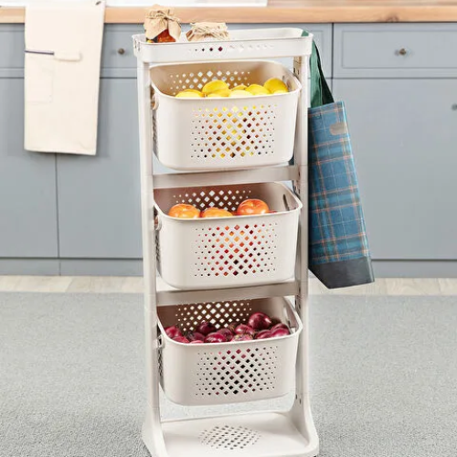 Floor Multi-Layer Storage Rack Kitchen Vegetable Fruit Basket Home Shelf For Clothes Toys Organizer Without Wheel