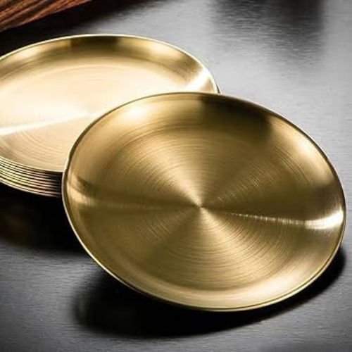 Golden brass large size serving plate