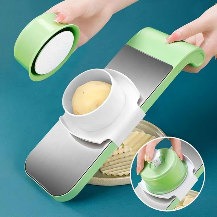 Stainless Steel 5-in-1 Vegetable Cutter – Handheld Slicer & Chopper