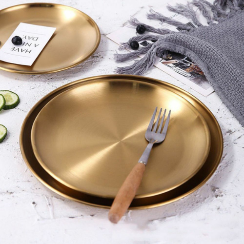 Golden Stainless Steel Round Plate