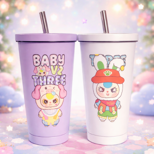 Labubu Glass Tumbler with Straw