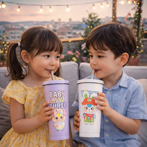 Labubu Glass Tumbler with Straw