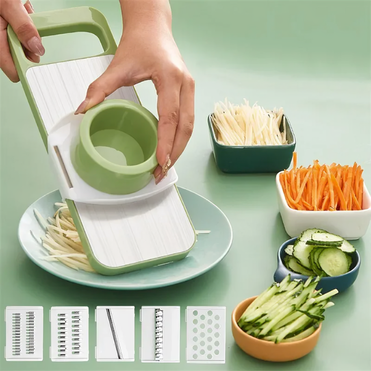 Stainless Steel 5-in-1 Vegetable Cutter – Handheld Slicer & Chopper