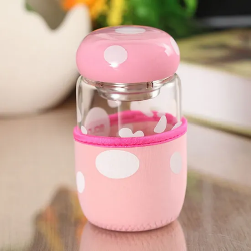 Silicone Lid Clear Glass Water Bottle