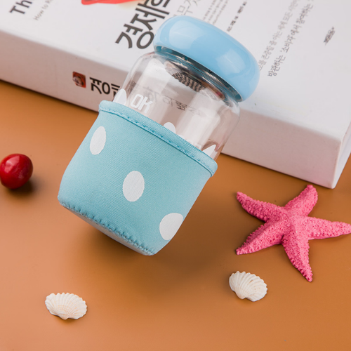 Silicone Lid Clear Glass Water Bottle