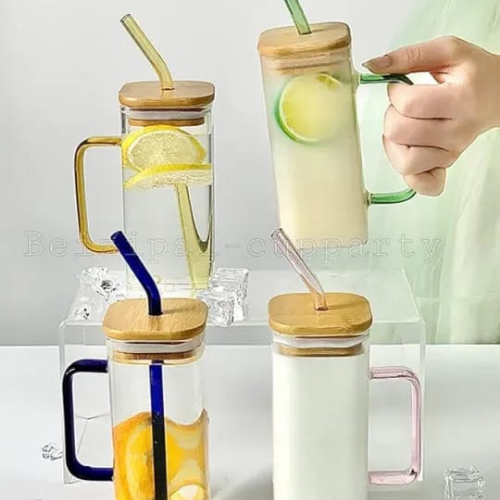 Transparent Glass Mug with Lid