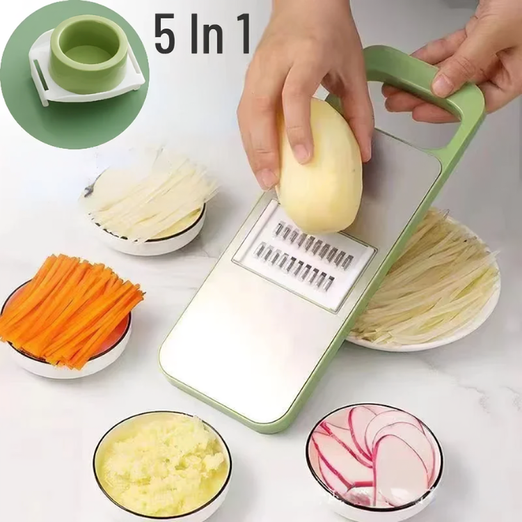 Stainless Steel 5-in-1 Vegetable Cutter – Handheld Slicer & Chopper