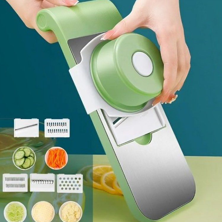 Stainless Steel 5-in-1 Vegetable Cutter – Handheld Slicer & Chopper