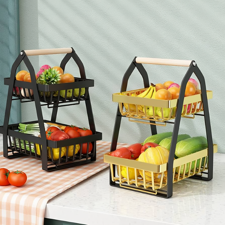 2-Tier Fruit & Vegetable Storage Basket – Kitchen Counter Organizer