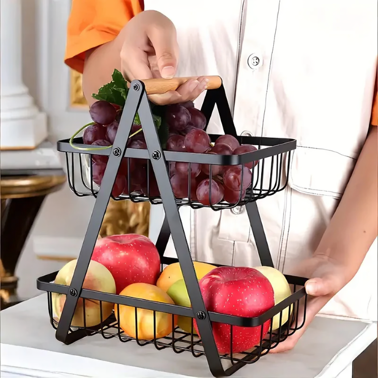 2-Tier Fruit & Vegetable Storage Basket – Kitchen Counter Organizer