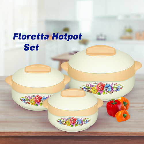 Floretta 3 Piece Hotpot Set – Insulated Food Warmer Casserole Set