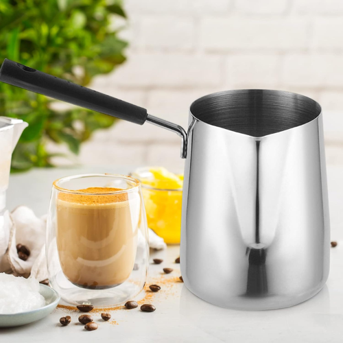 Stainless Steel Turkish Coffee Pot & Milk Frothing Pitcher – Long Handle