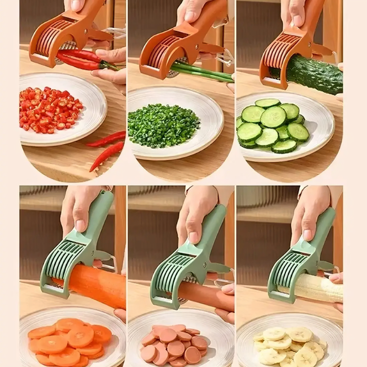 2-in-1 Vegetable & Fruit Multi-Cutter with Built-in Peeler