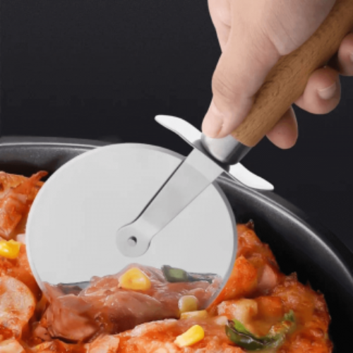 Pizza Cutter – Stainless Steel Wheel with Wooden Handle