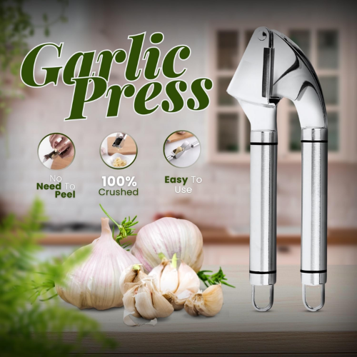 Stainless Steel Garlic Press – Heavy-Duty Garlic Crusher for Easy Cooking