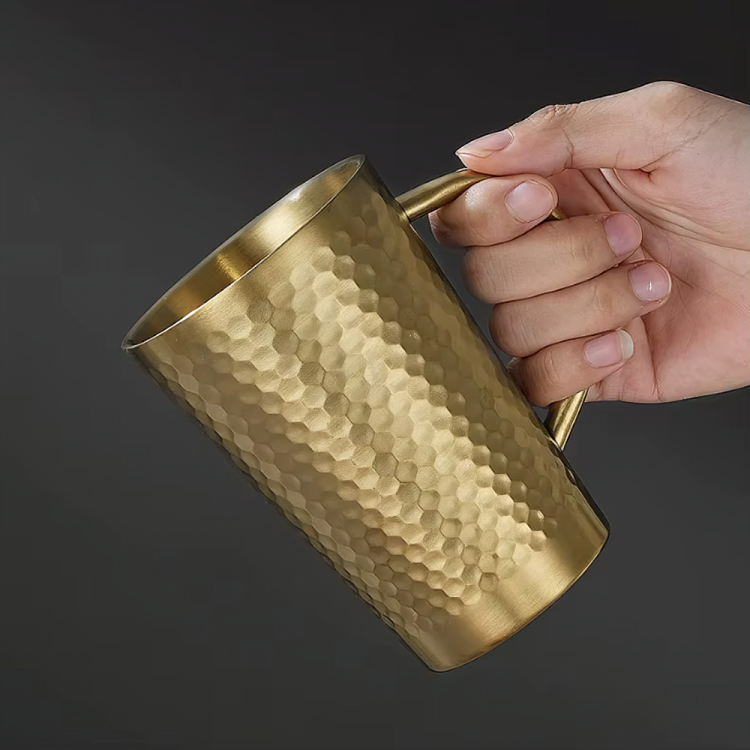 Premium  Golden brass hammered glass