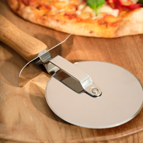 Pizza Cutter – Stainless Steel Wheel with Wooden Handle