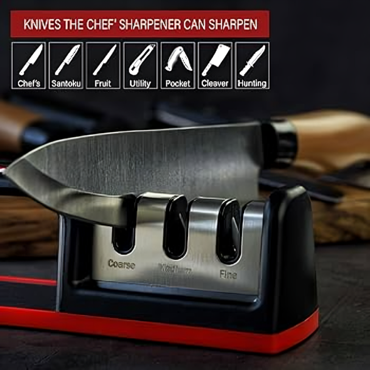 Manual Multi-Stage Kitchen Knife Sharpener – Professional Blade Tool