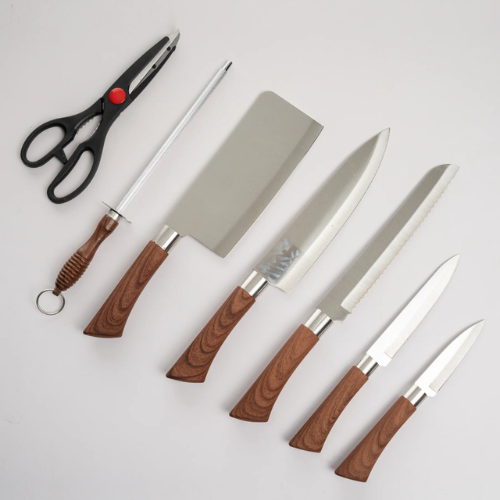 8 Piece Stainless Steel Kitchen Knife Set with Stand – Premium Sharp Blades
