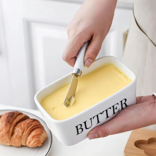 Ceramic Butter Box with Natural Bamboo Lid – Kitchen Tableware