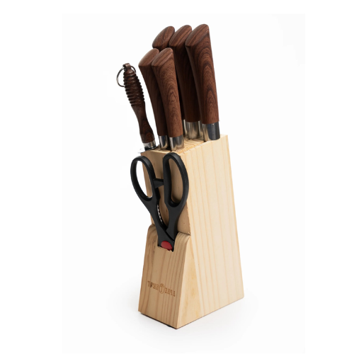 8 Piece Stainless Steel Kitchen Knife Set with Stand – Premium Sharp Blades
