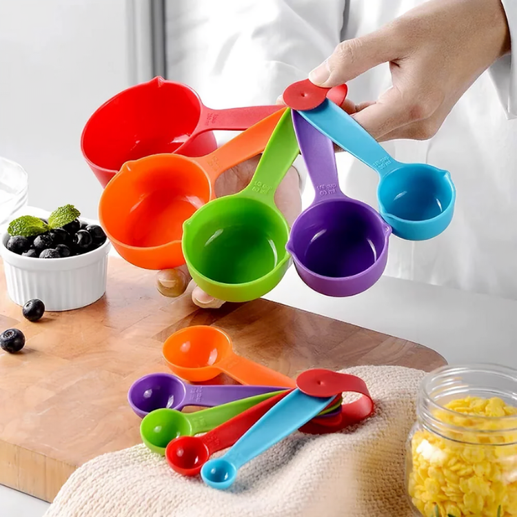 Multicolor Stackable Measuring Cups & Spoons Set – Kitchen Tool