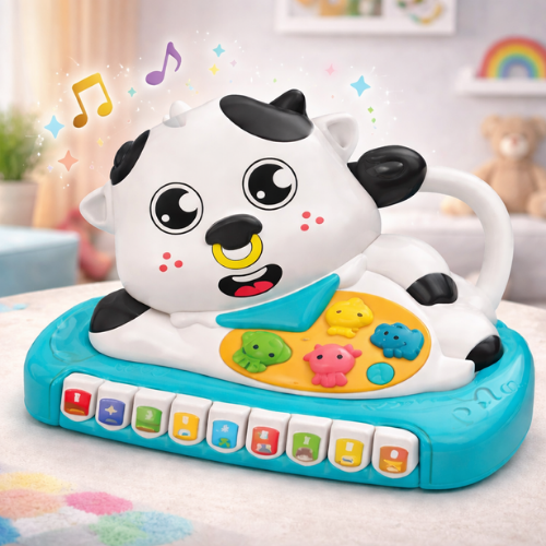 Kids Cow Piano Musical Toy with Colorful Sound Keys
