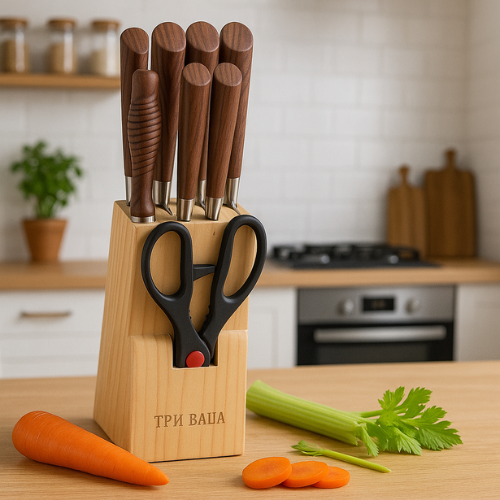 8 Piece Stainless Steel Kitchen Knife Set with Stand – Premium Sharp Blades