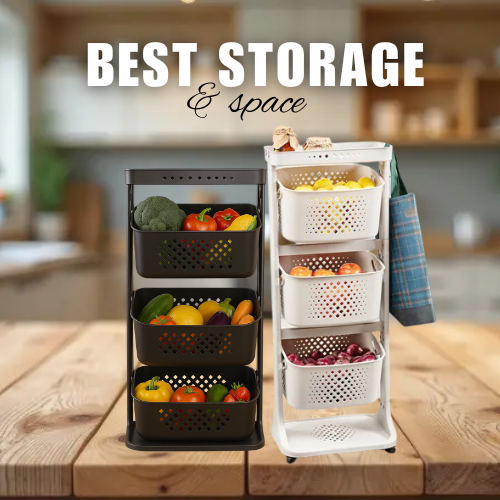 Floor Multi-Layer Storage Rack Kitchen Vegetable Fruit Basket Home Shelf For Clothes Toys Organizer Without Wheel