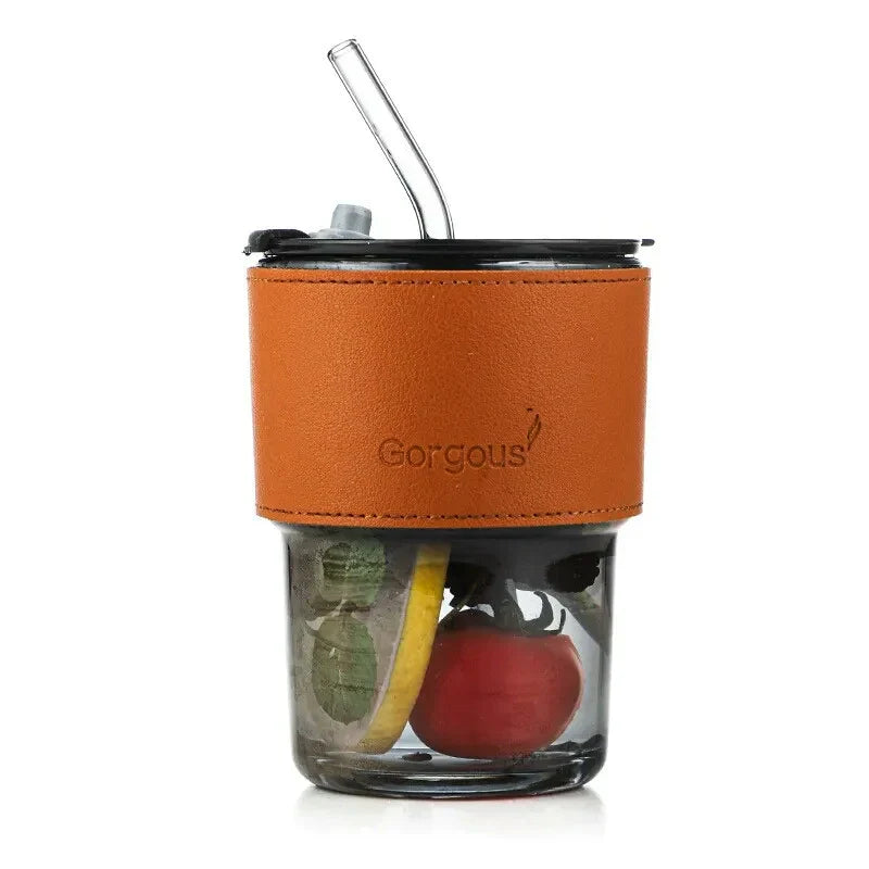Glass Tumbler with Straw – Reusable Eco-Friendly Drinking Cup with Lid