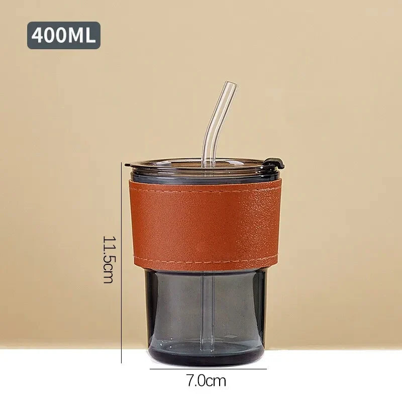 Glass Tumbler with Straw – Reusable Eco-Friendly Drinking Cup with Lid