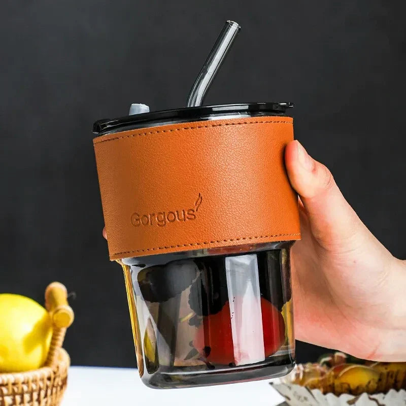 Glass Tumbler with Straw – Reusable Eco-Friendly Drinking Cup with Lid